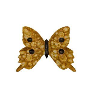 Handmade Pottery Butterfly Ashtray / Catch all Trinket 70s oranges yellow 6"